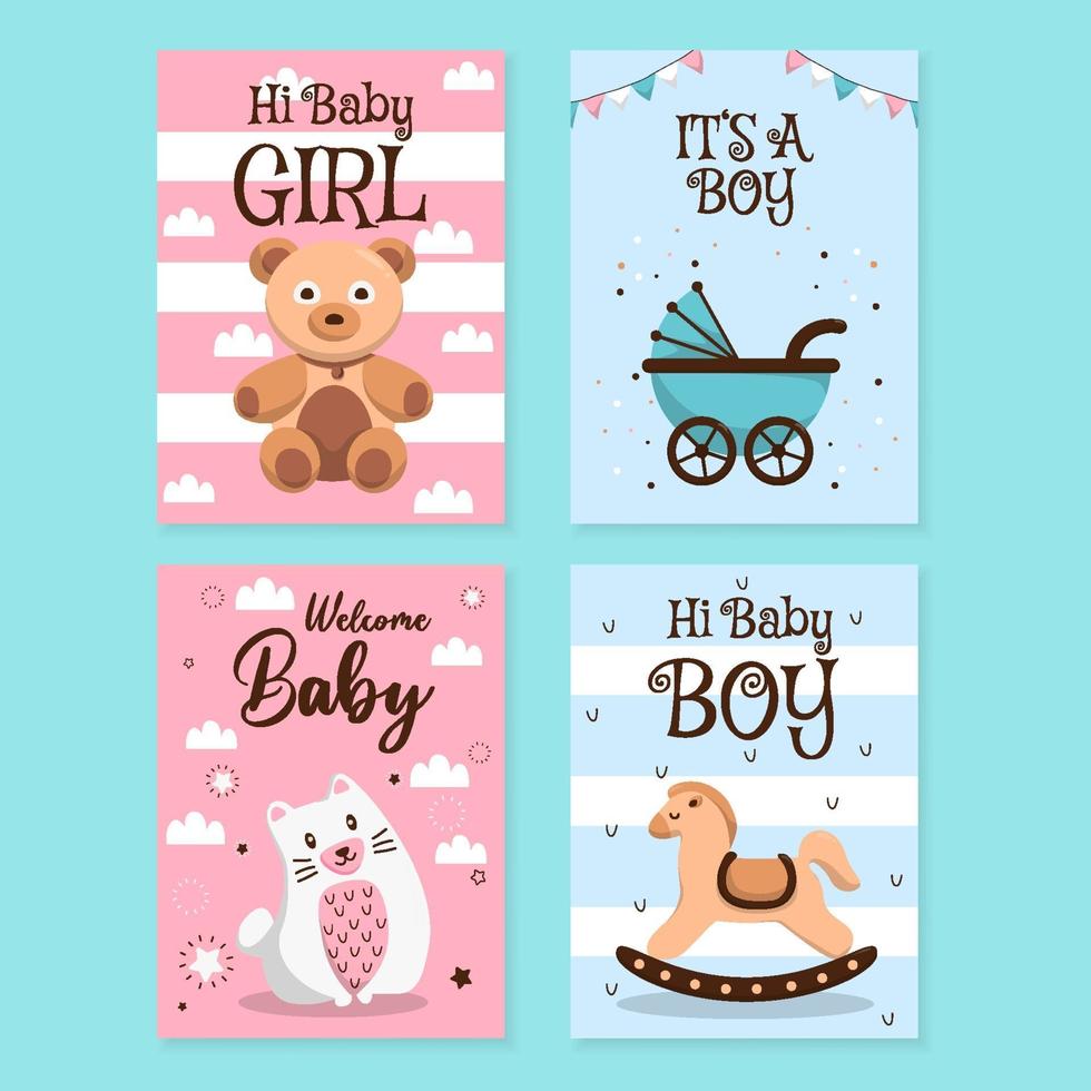 colección de tarjetas de baby shower vector