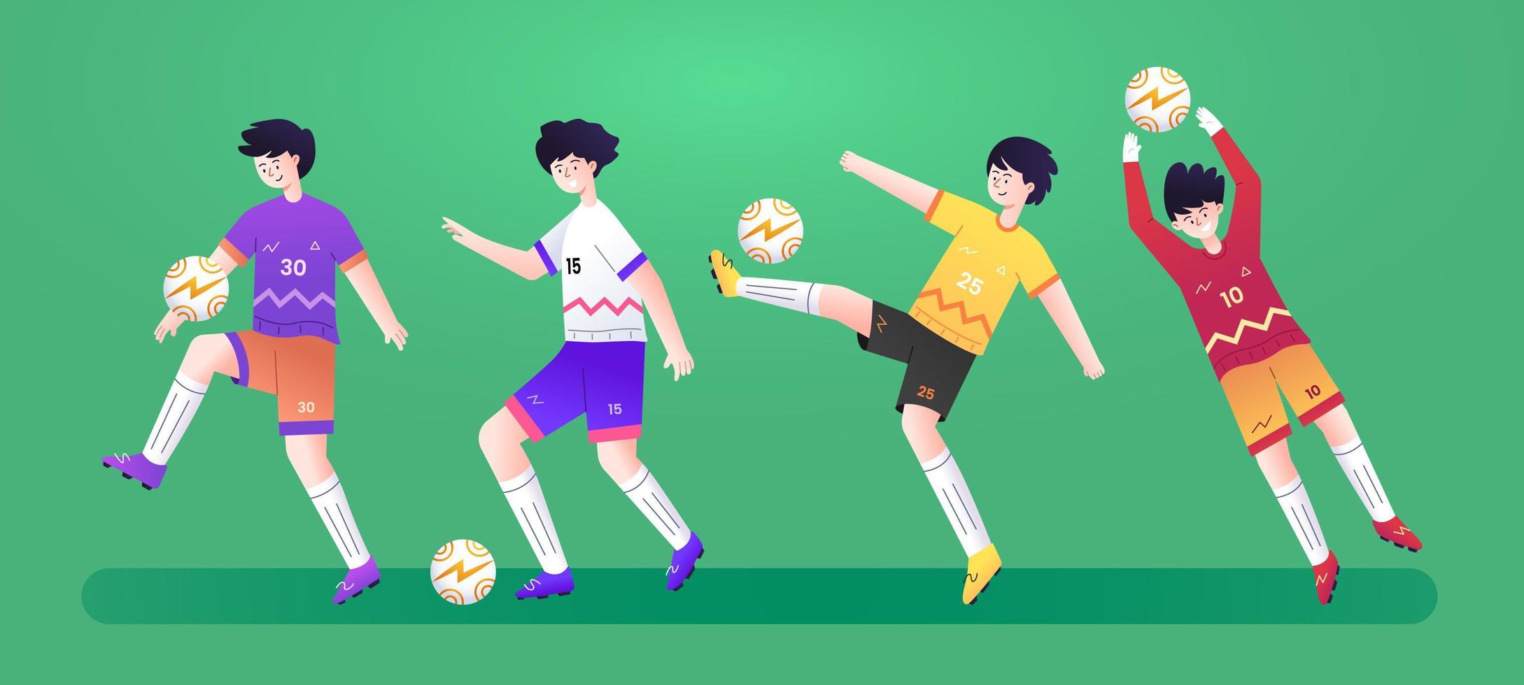 UEFA Sport Soccer Character Set vector