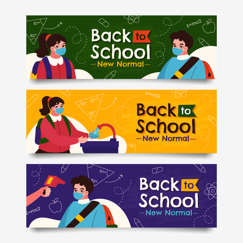 regreso a la escuela con nueva colección de pancartas de protocolo. vector