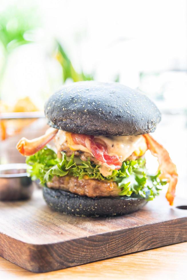 Hamburger with black bread photo