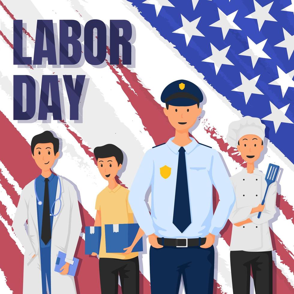 Happy Labor Day with Respective Professions vector