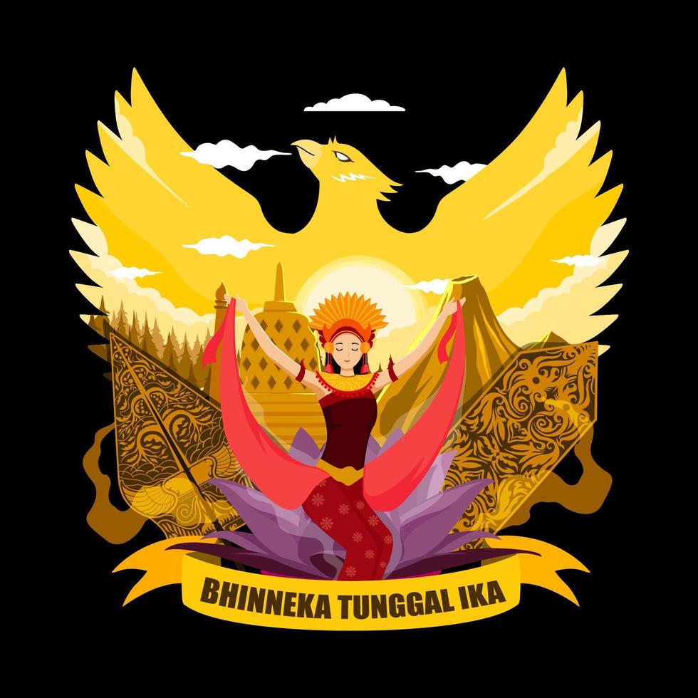 Pancasila Day with The Concept of Dancers vector