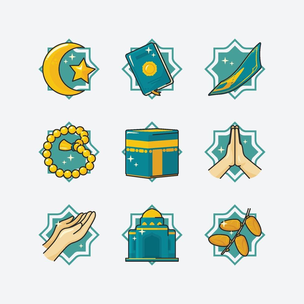 conjunto de iconos de actividad de Ramadán vector