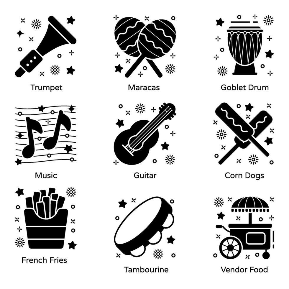 carnaval e instrumento musical. vector