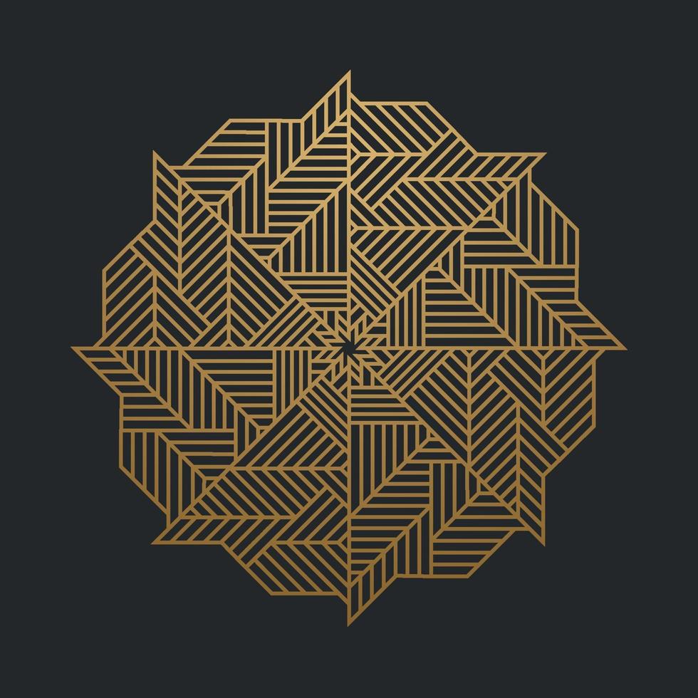 Abstract luxury ornamental gold lines on black background. Vector illustration