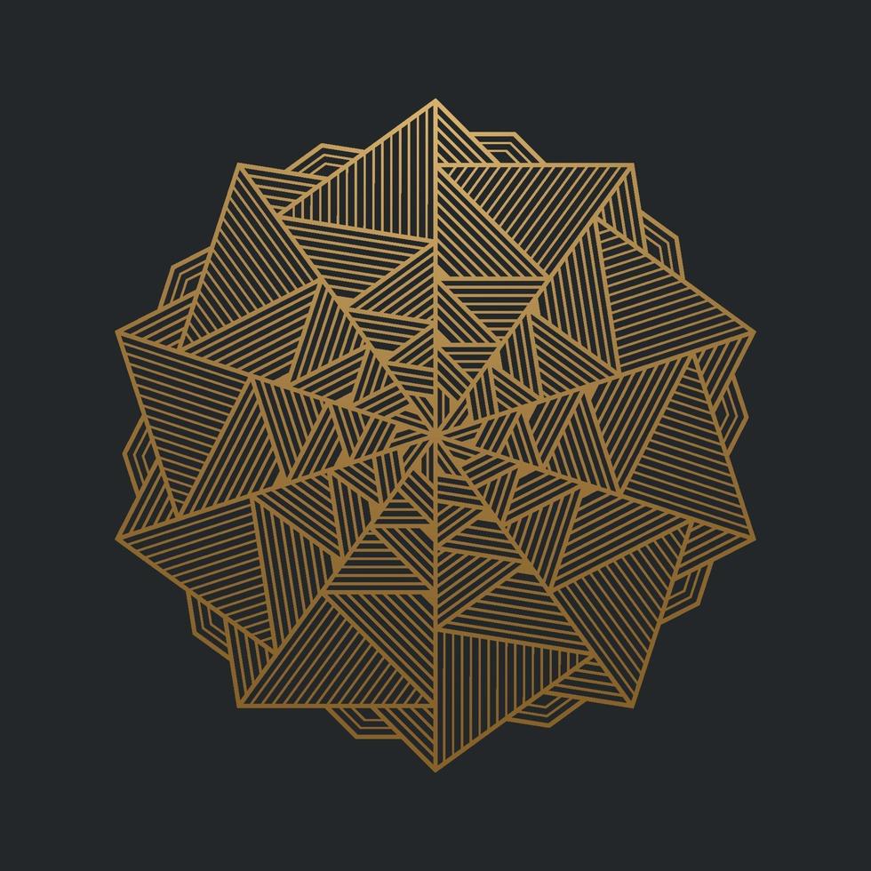 Abstract luxury ornamental gold lines on black background. Vector illustration