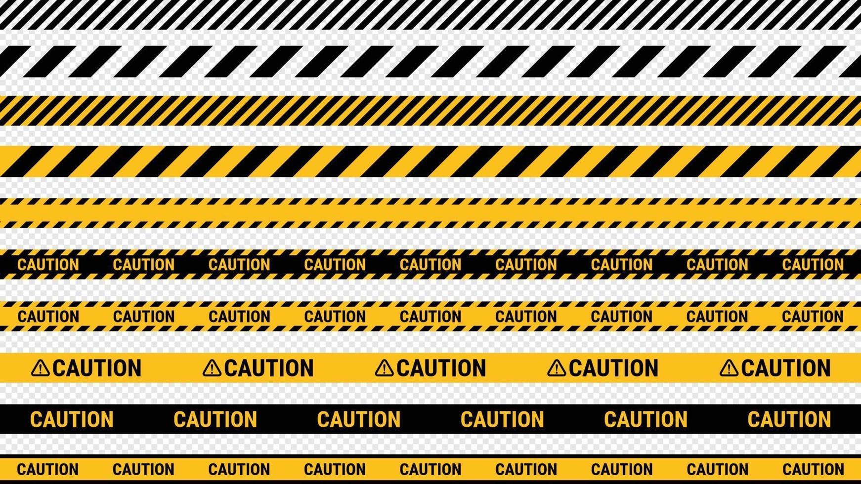 Caution tape, police line and danger tapes. Vector illustration