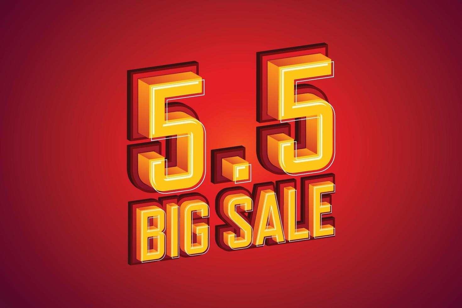 5.5 Big sale font expression pop art comic speech bubble. Vector illustration