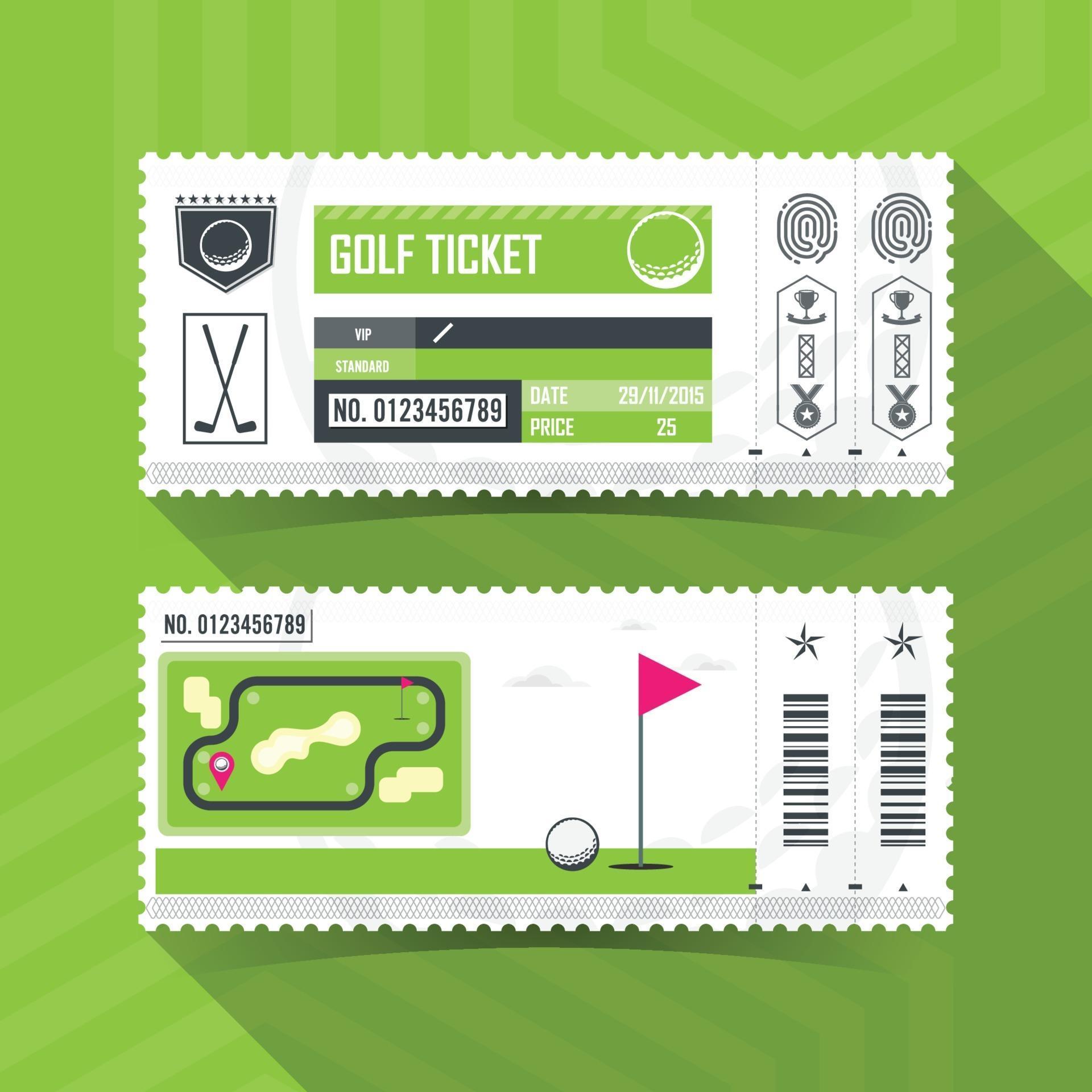 Golf Ticket Card modern element design. Vector illustration 2201084