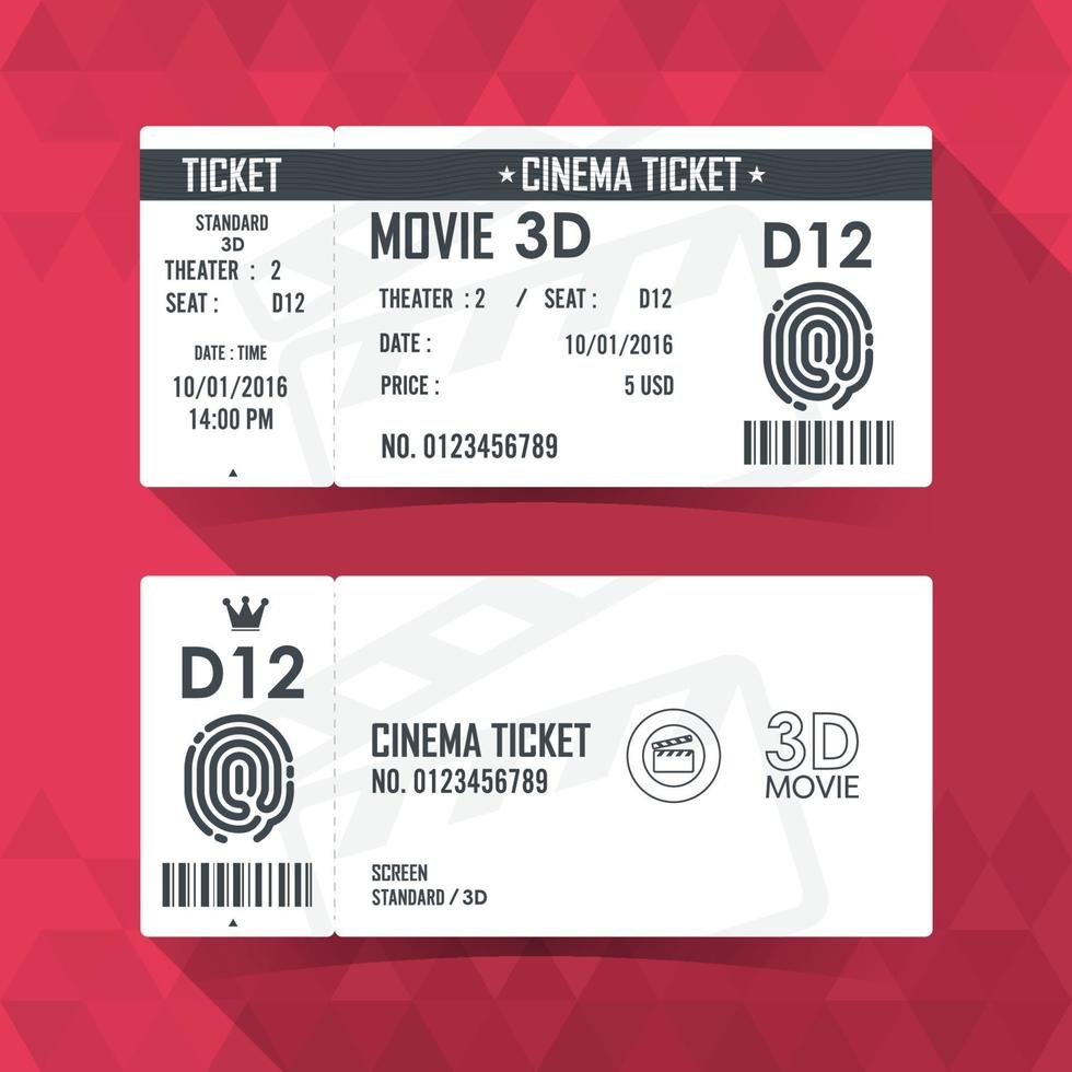 Cinema Ticket Card modern element design. Vector illustration