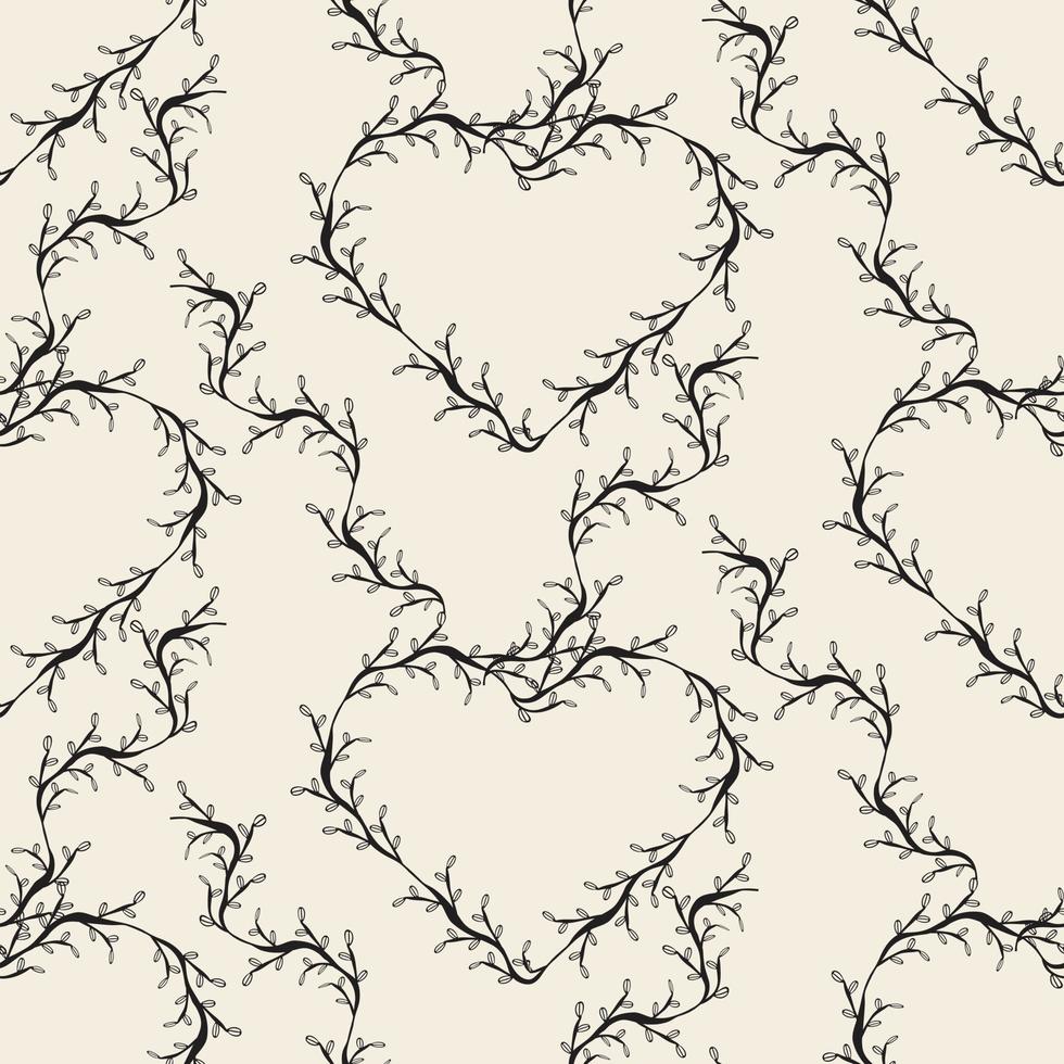 seamless classic decoration pattern background with heart from ivy plant vector