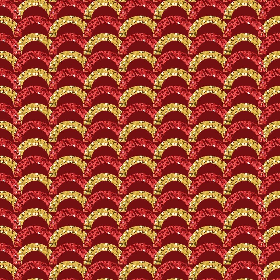 seamless red chinese new year pattern background with glitter circle shape vector