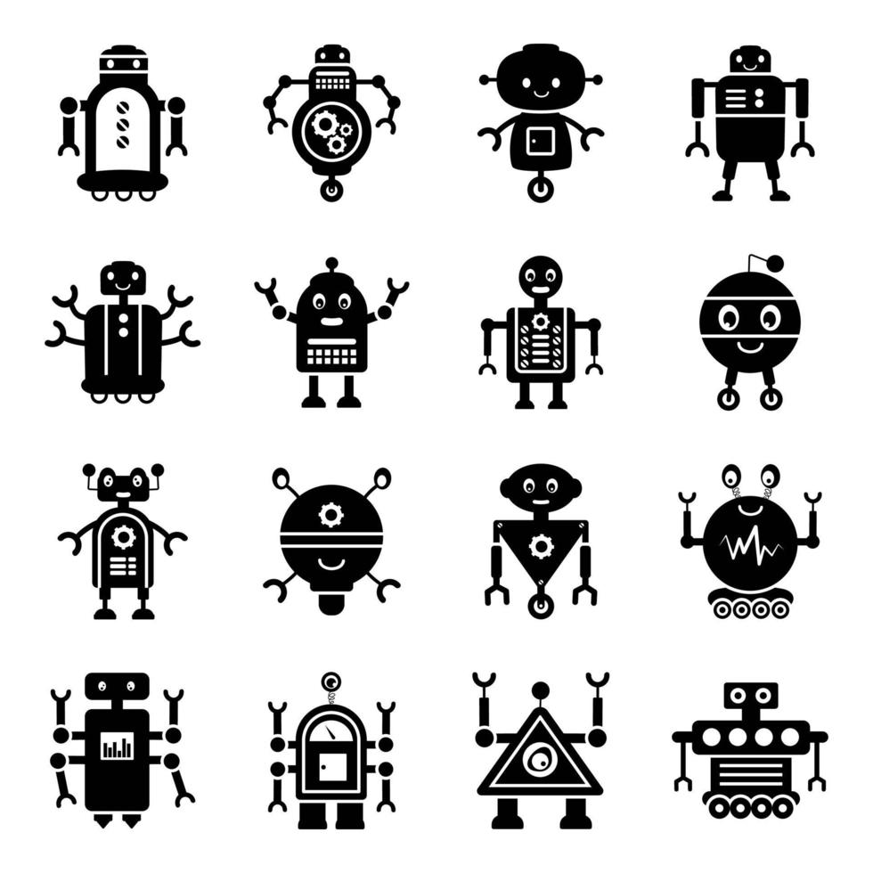 robots y humanos biónicos vector