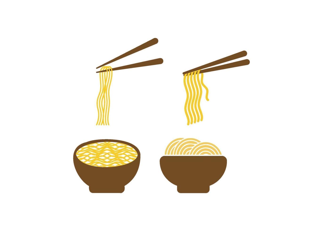 Noodle ramen icon illustration vector set