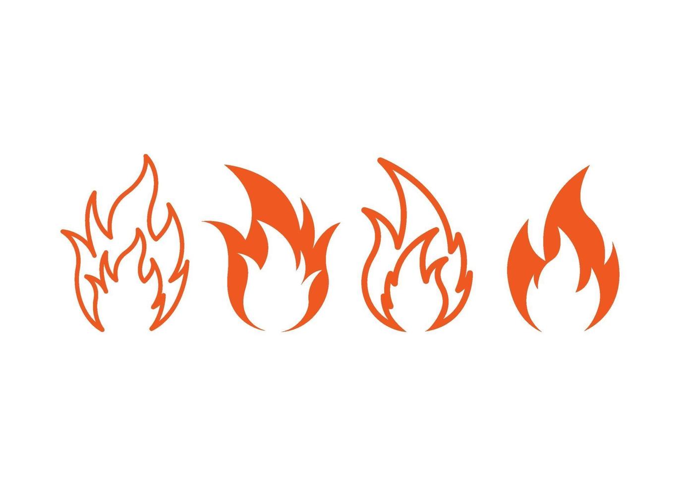 fuego, icono, ilustración, vector, conjunto vector