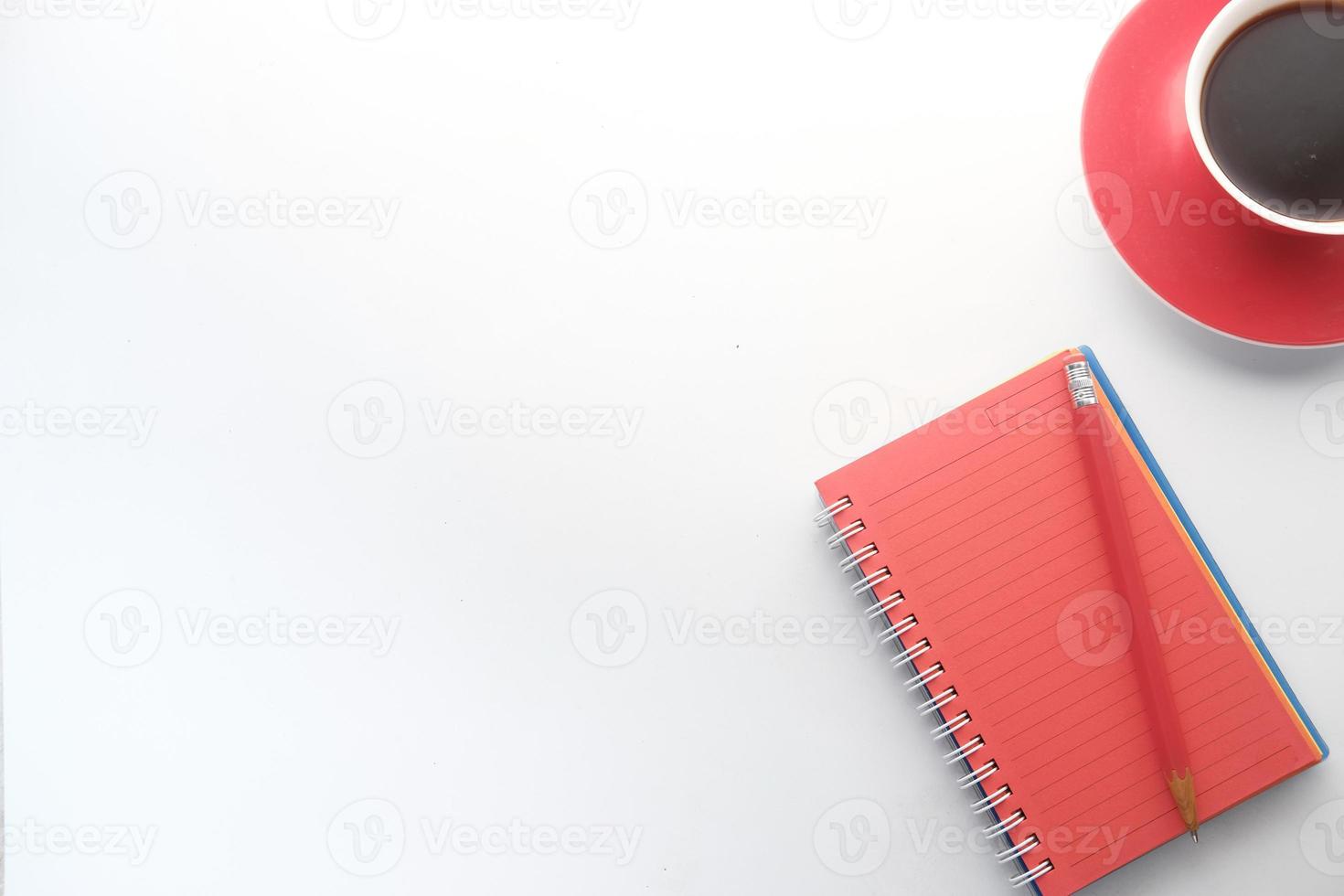 Red notebook with copy space photo