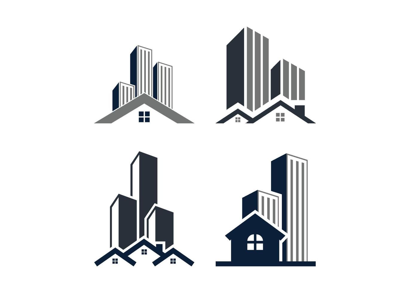 Skyscraper building icon illustration vector set