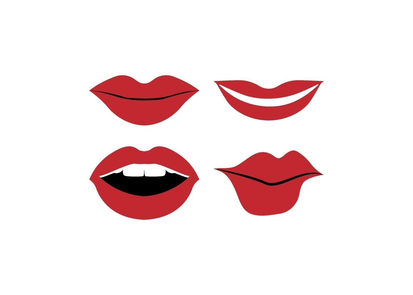 labios, boca, icono, ilustración, vector, conjunto vector