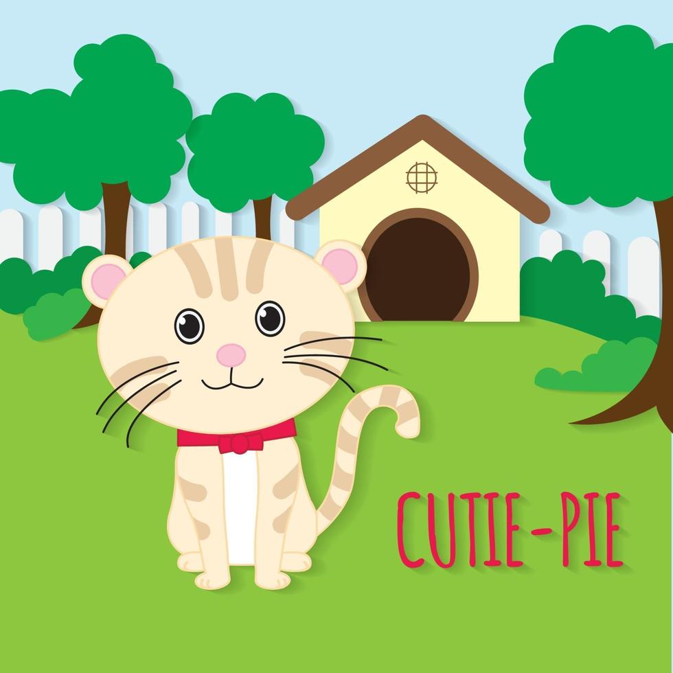 vector de corte de papel de cutie cat