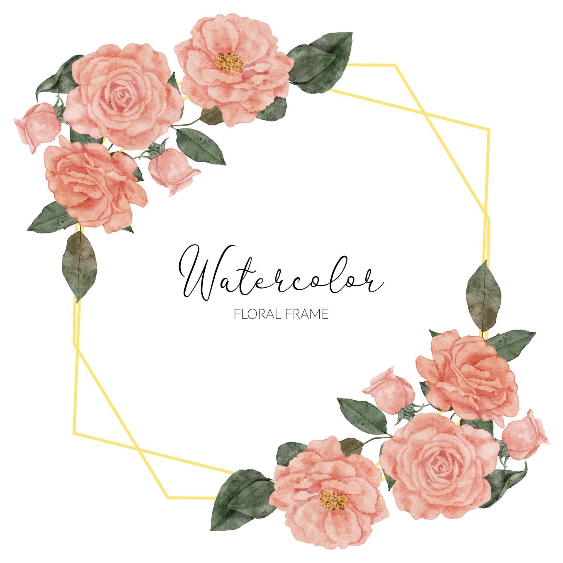 watercolor bloom peach rose flroal rustic border 2201370 Vector Art at