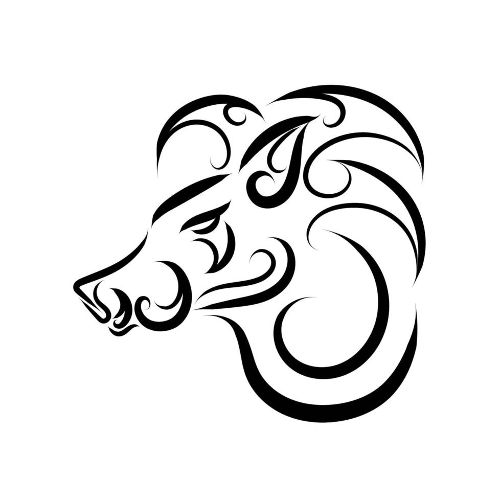 Black and white line art of boar head. vector
