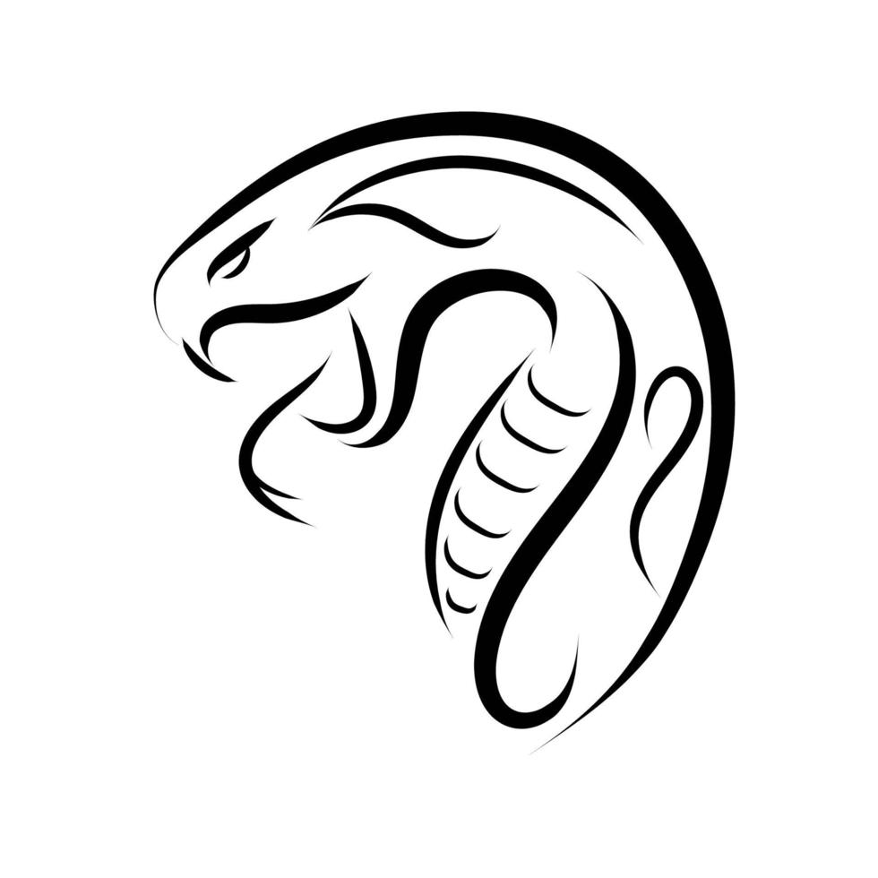 Black and white line art of snake head. vector