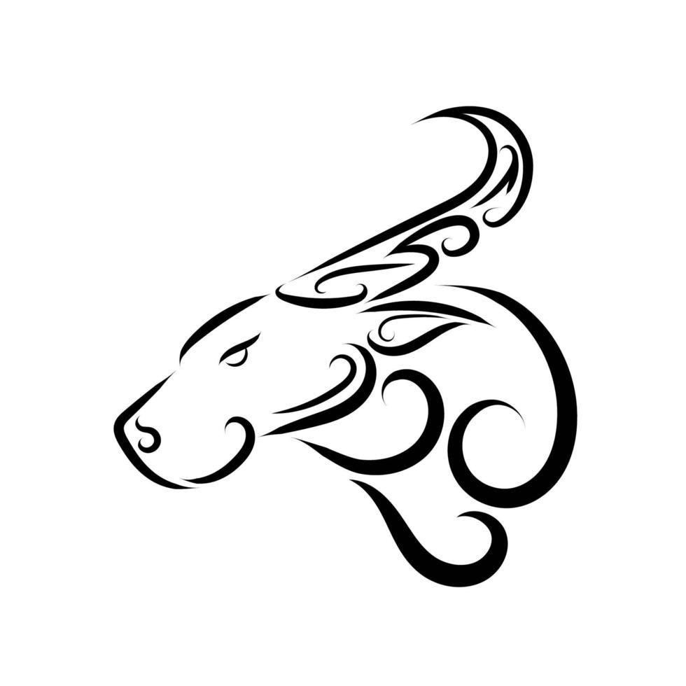 Black and white line art of buffalo head. Good use for symbol, mascot, icon, avatar, tattoo, T Shirt design, logo or any design you want. vector