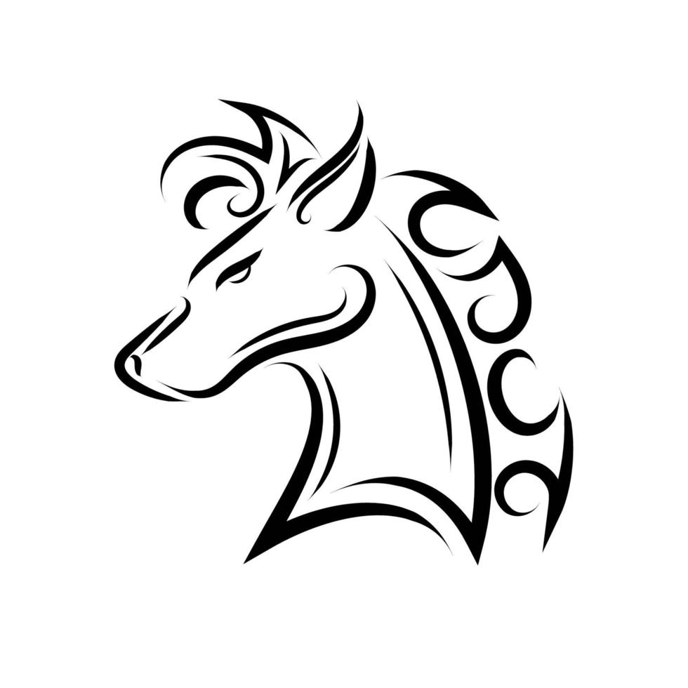 Black and white line art of horse head. vector