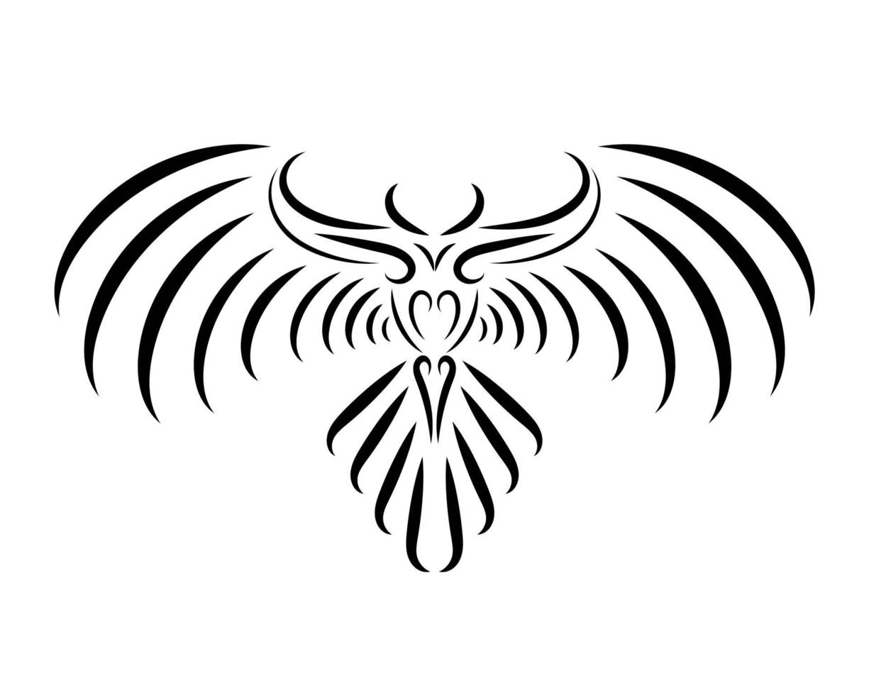 arte lineal en blanco y negro de águila con hermosas alas. vector
