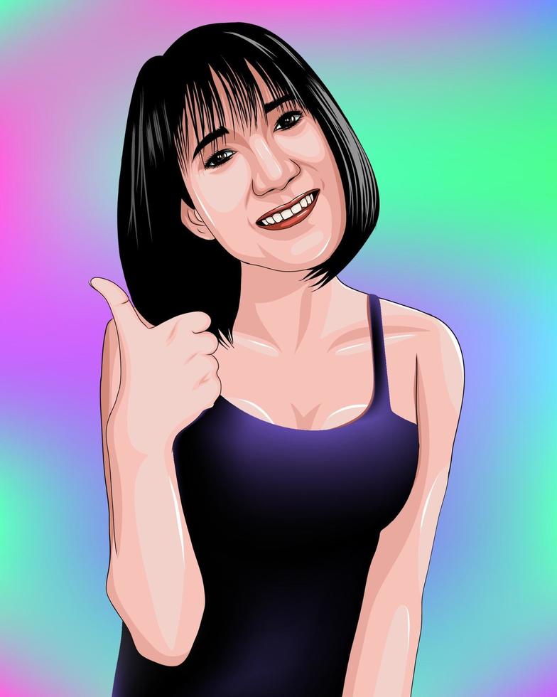 Asian woman wearing swimwear eps 10 vector