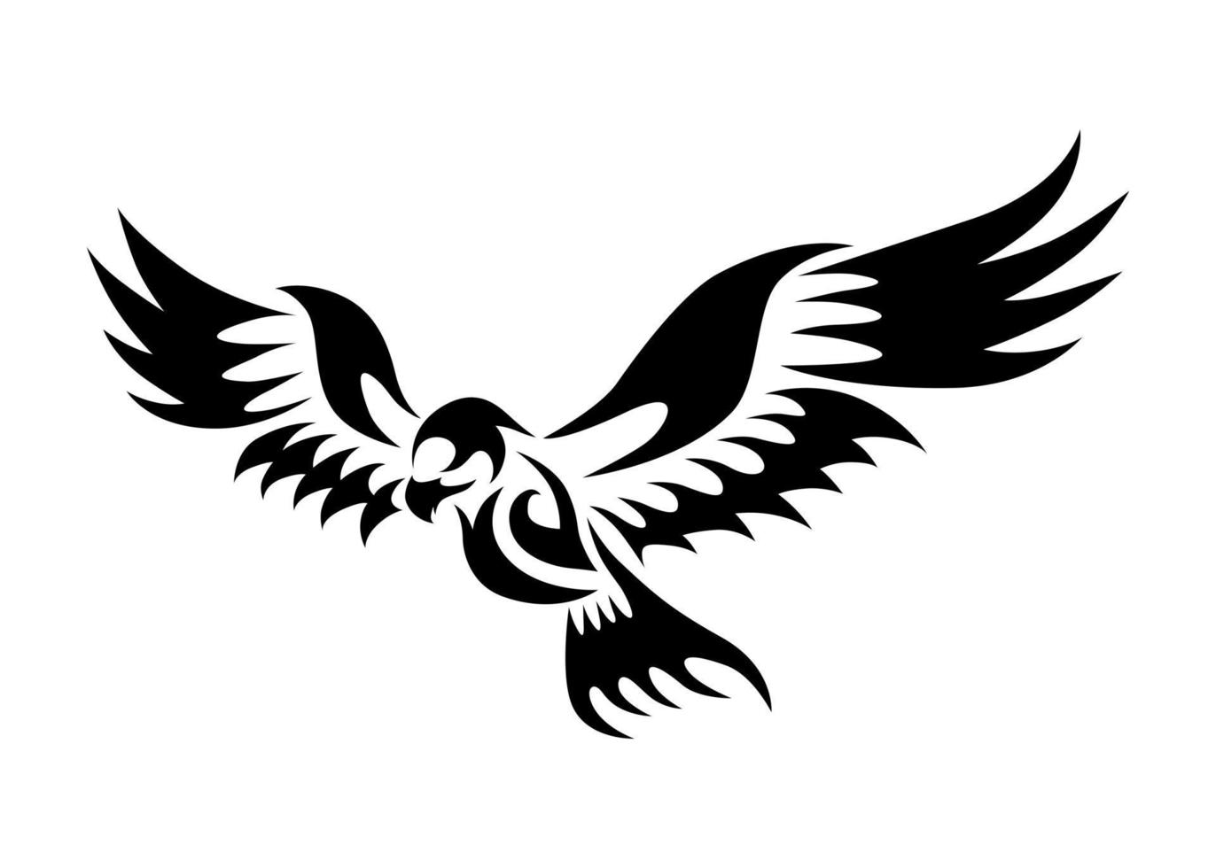 Line art vector logo of eagle that is flying.