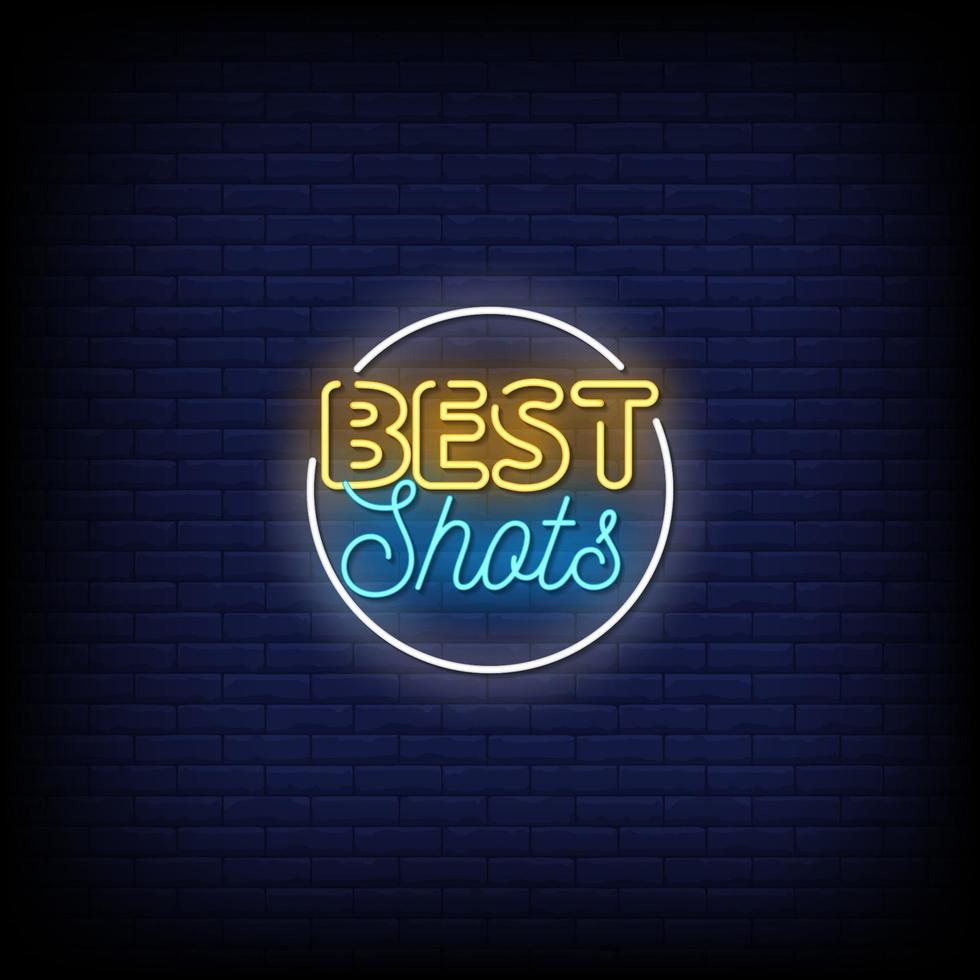 Best Shots Neon Signs Style Text Vector