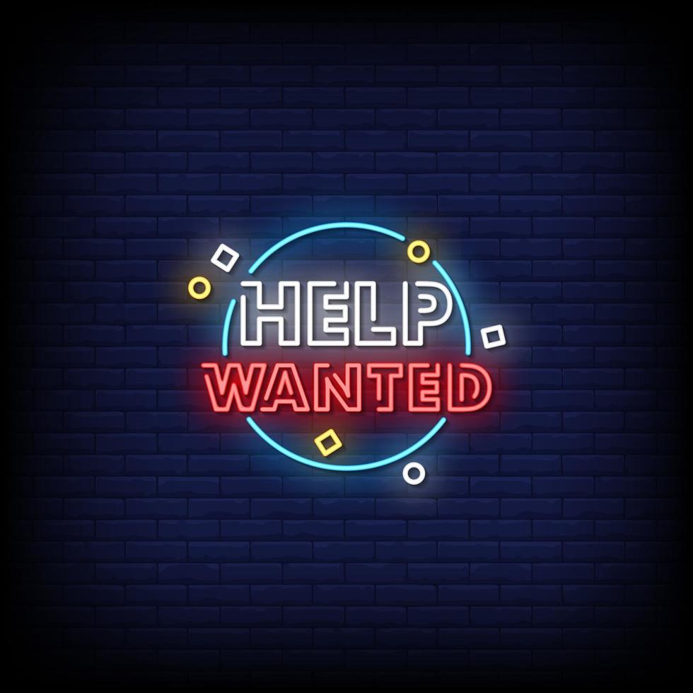 Help Wanted Neon Signs Style Text Vector