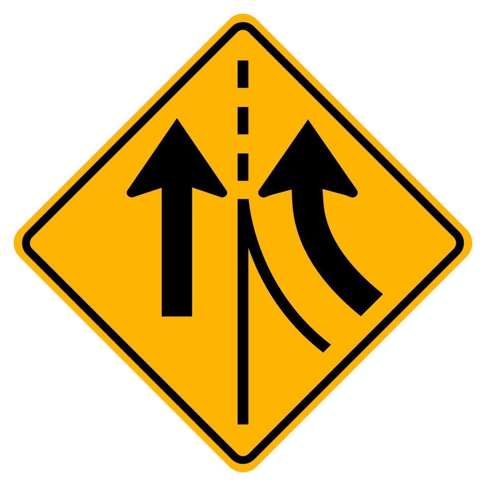 Warning traffic sign merging Right lane vector