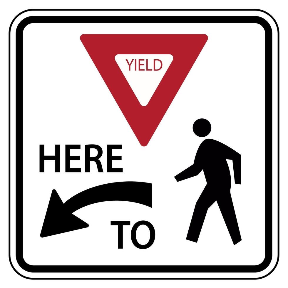 Traffic road sign yield here to pedestrians warning vector