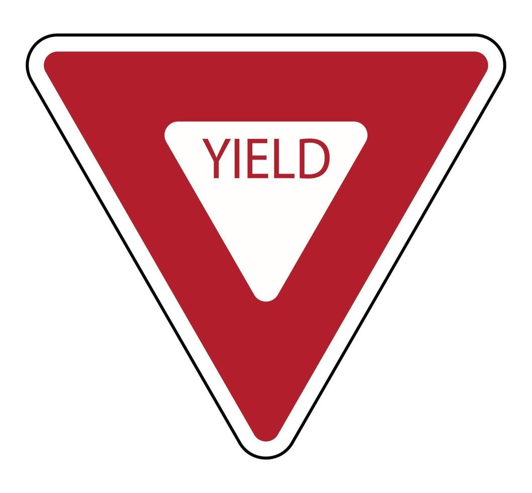 Traffic sign yield road on white background vector