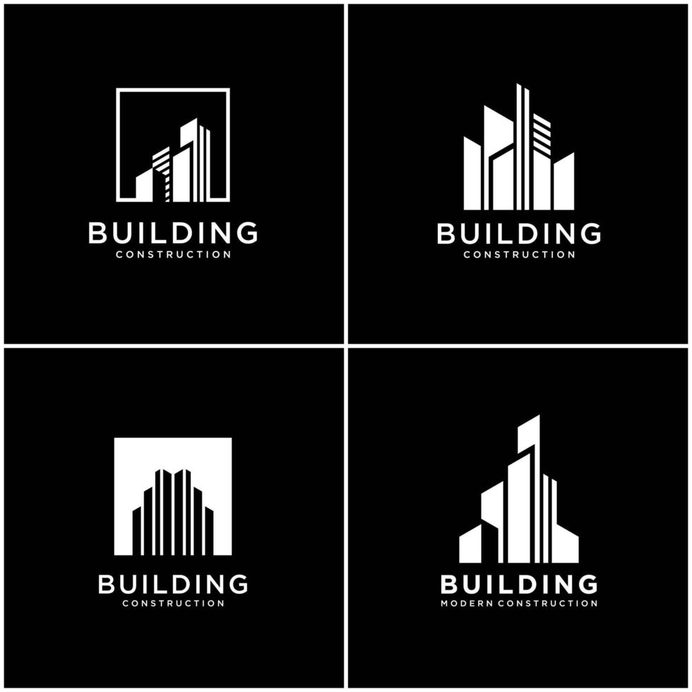 set collection building logo design bundle construction. premium business cards, inspiring city building abstract logos modern. vector