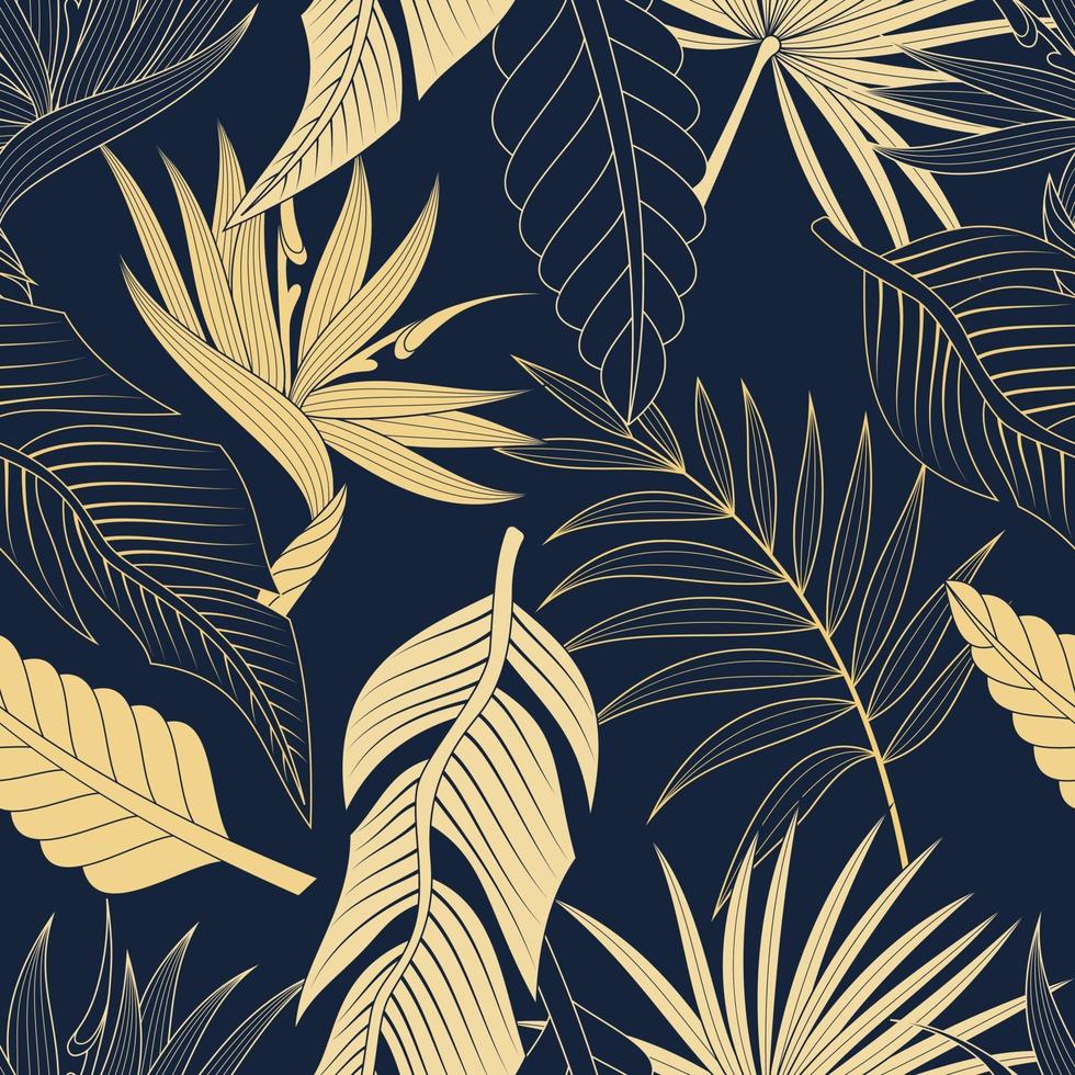 Seamless pattern with tropical leaves. Elegant exotic background. vector