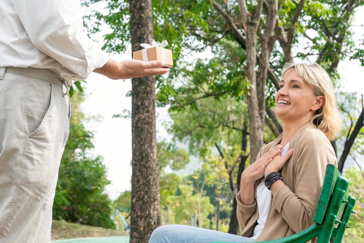 Woman surprised by present photo