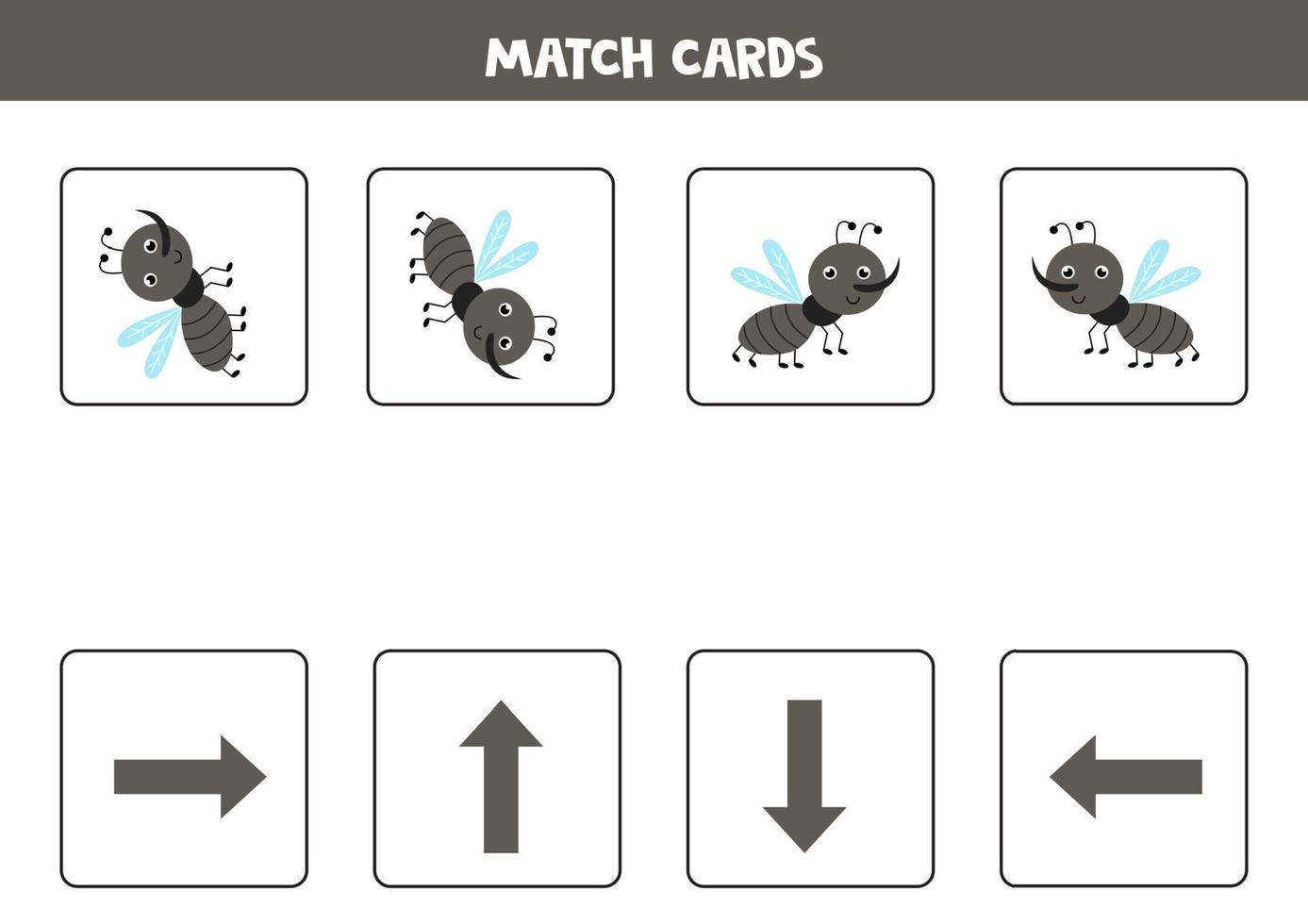 Left, right, up or down. Spatial orientation with cute gnat. vector