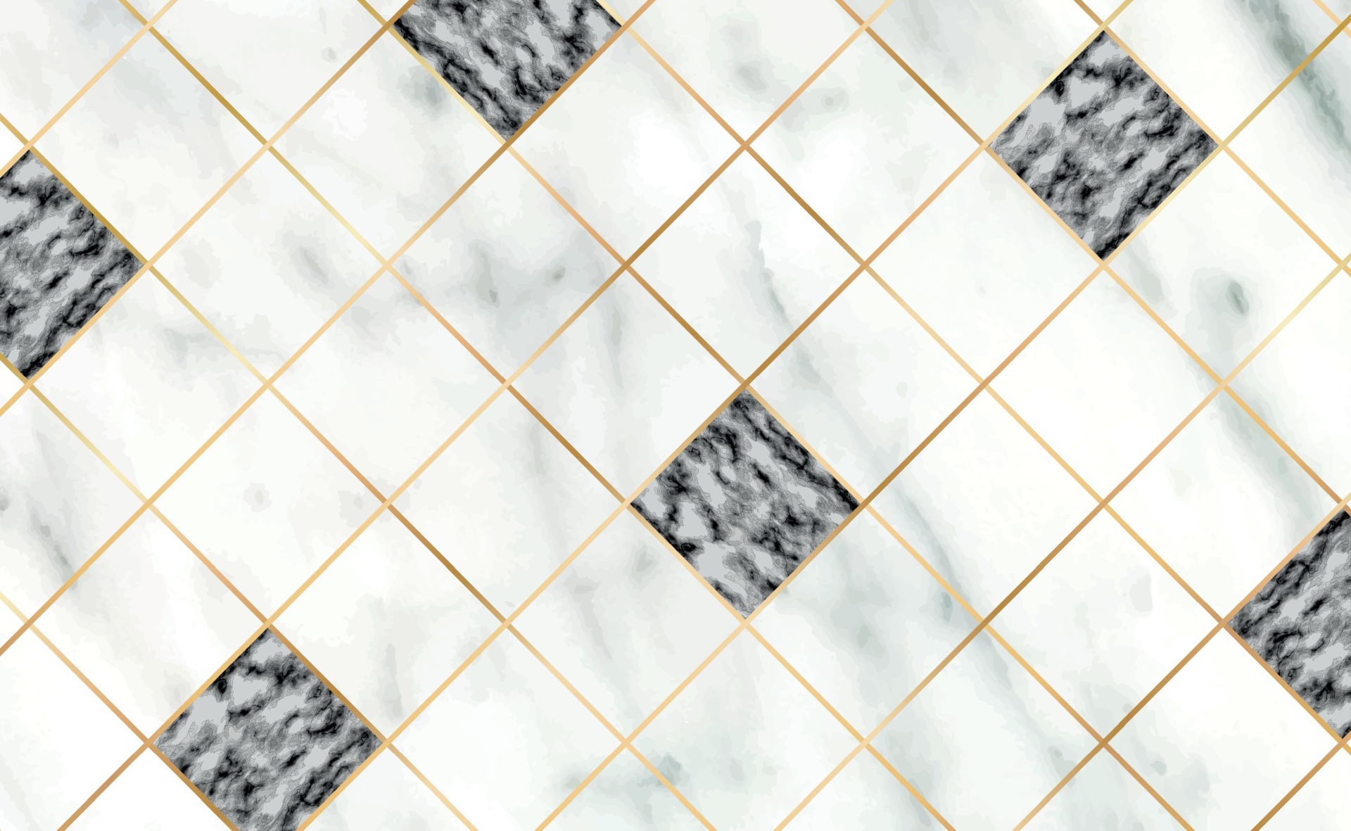 Stone tiles, texture white with black marble background, golden lines
