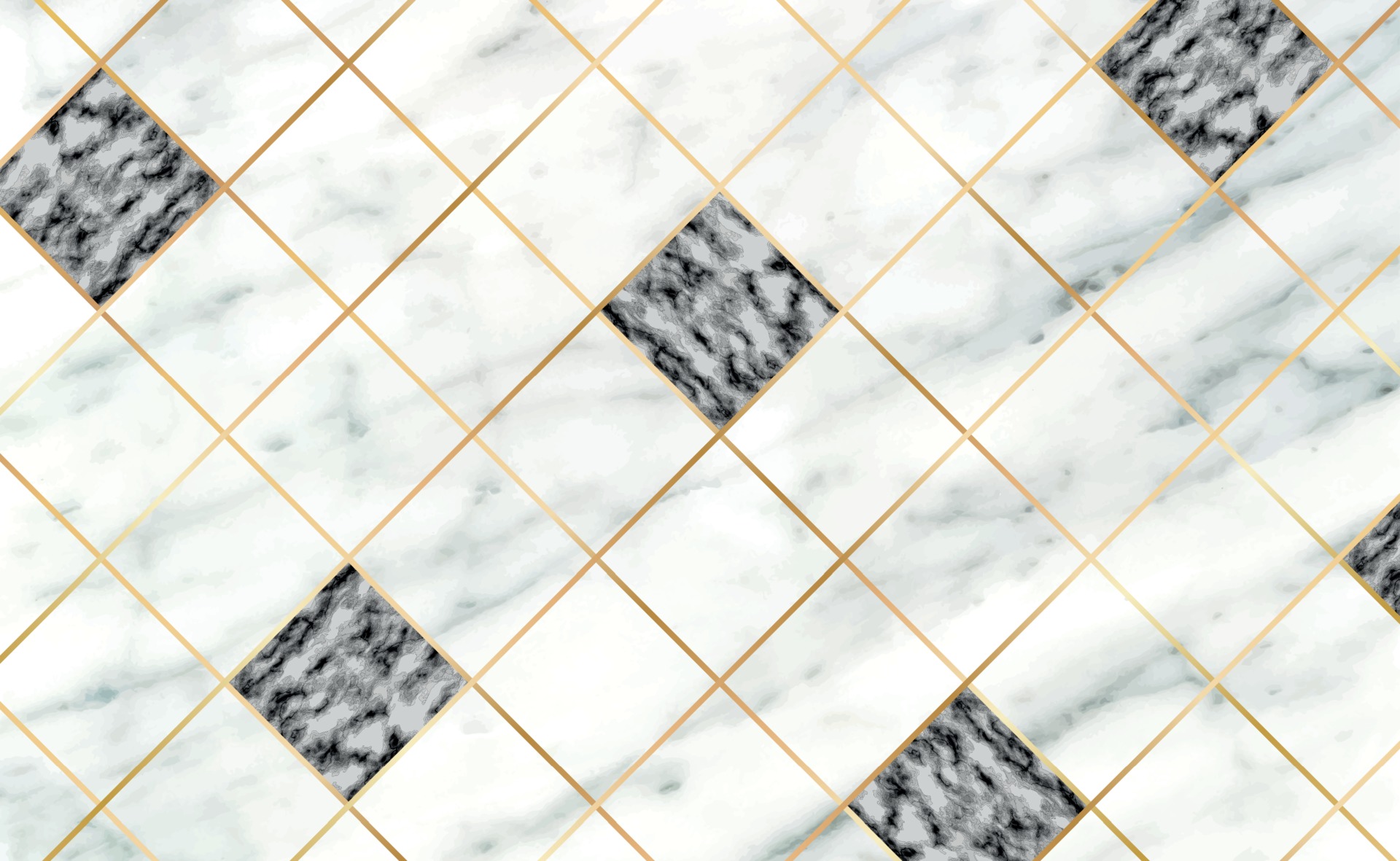 Stone tiles, texture white with black marble background, golden lines