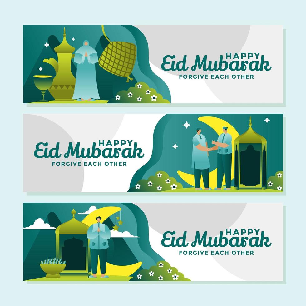 Enjoying Peaceful Days on Eid Mubarak vector