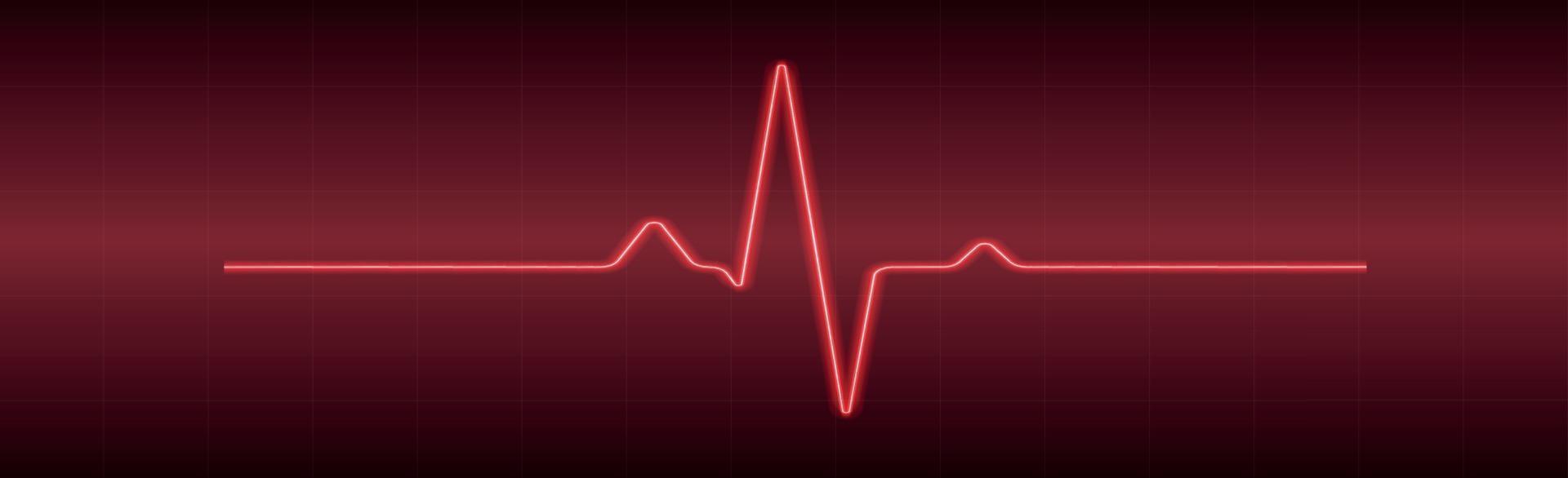 Heart pulse - curved red line on a red-black background vector