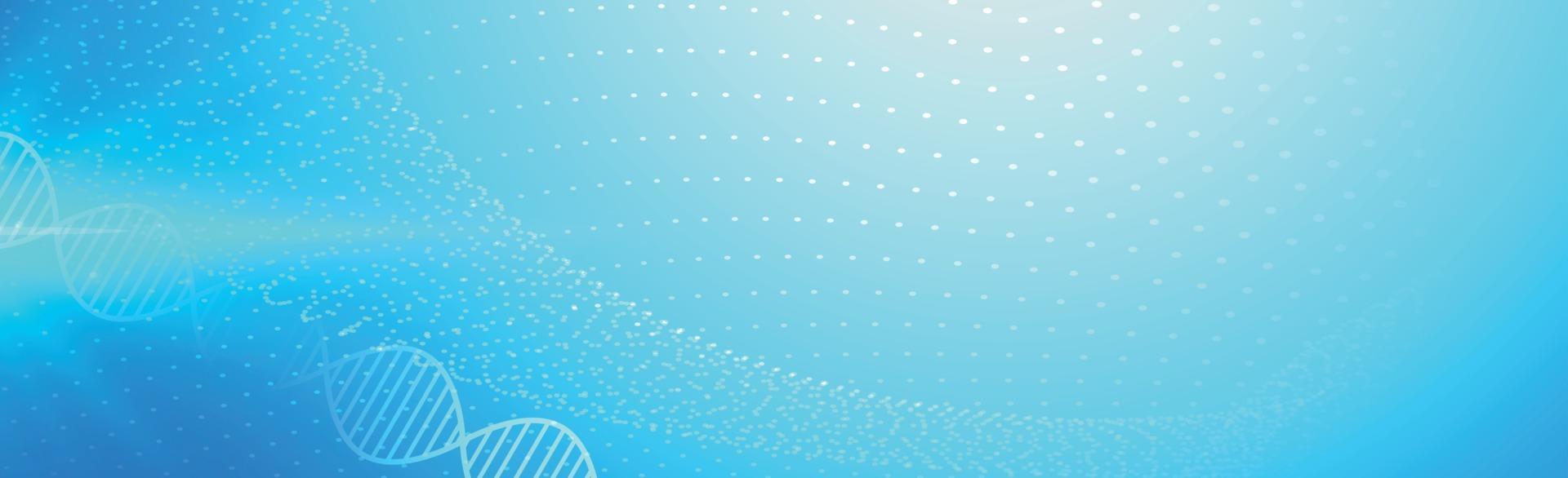 DNA - curved white lines on a blue background with dots - Vector