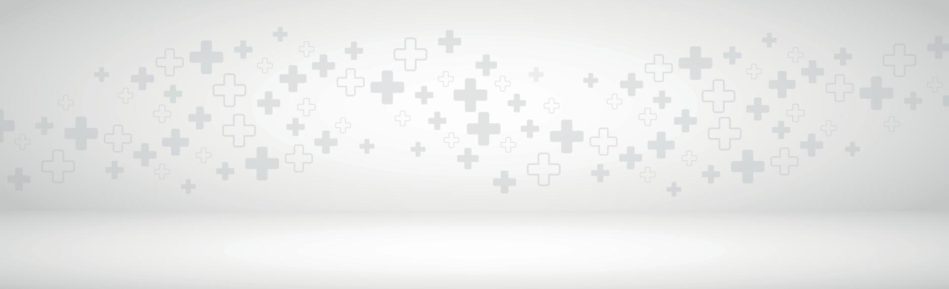 Medical volumetric gray background panorama with many crosses vector