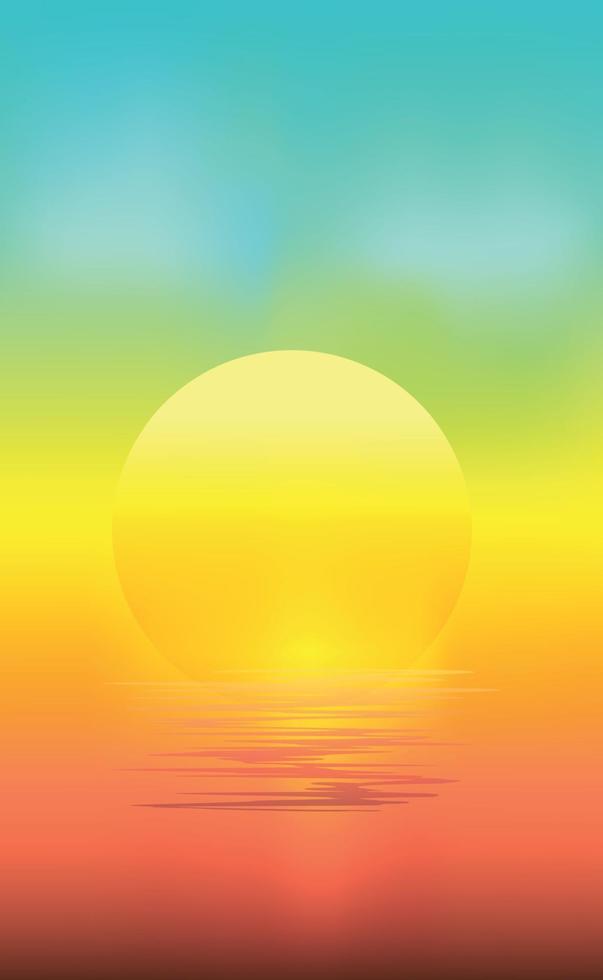 Illustration of a sunny sandy beach at sunset vector
