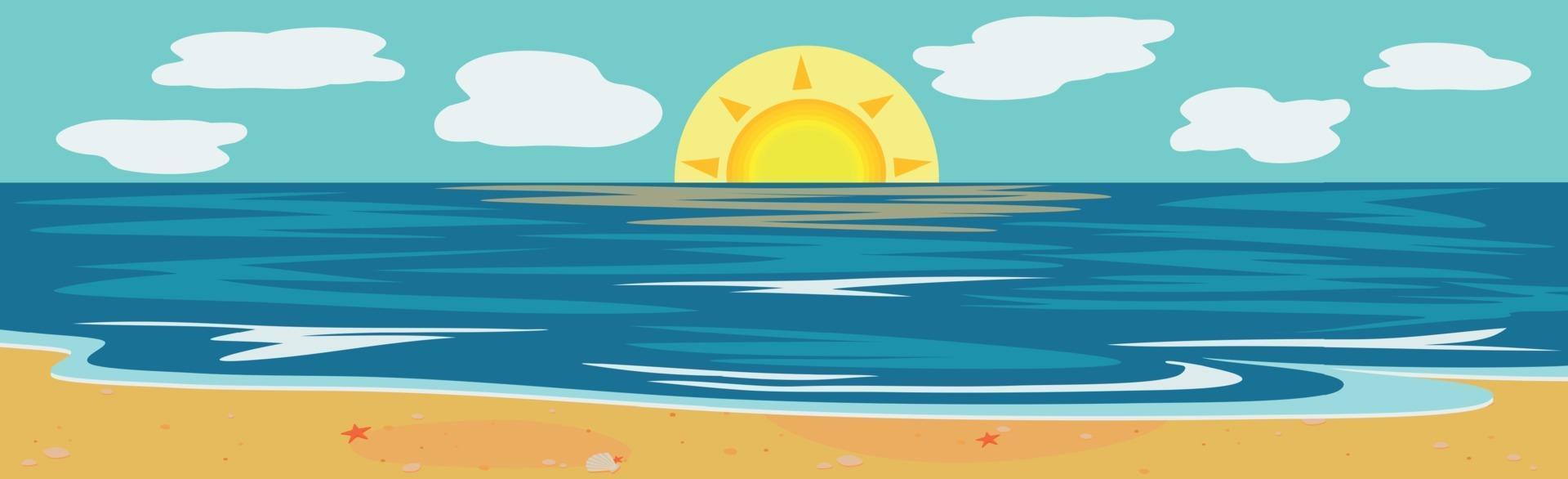 Illustration sunny sandy beach and blue sea vector