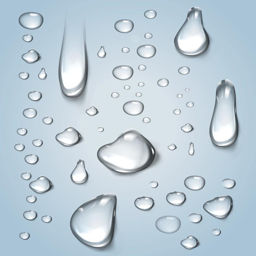 Drops of water on a gently blue background vector