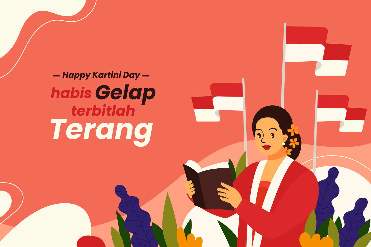 Kartini Day Background Concept in Flat Style vector